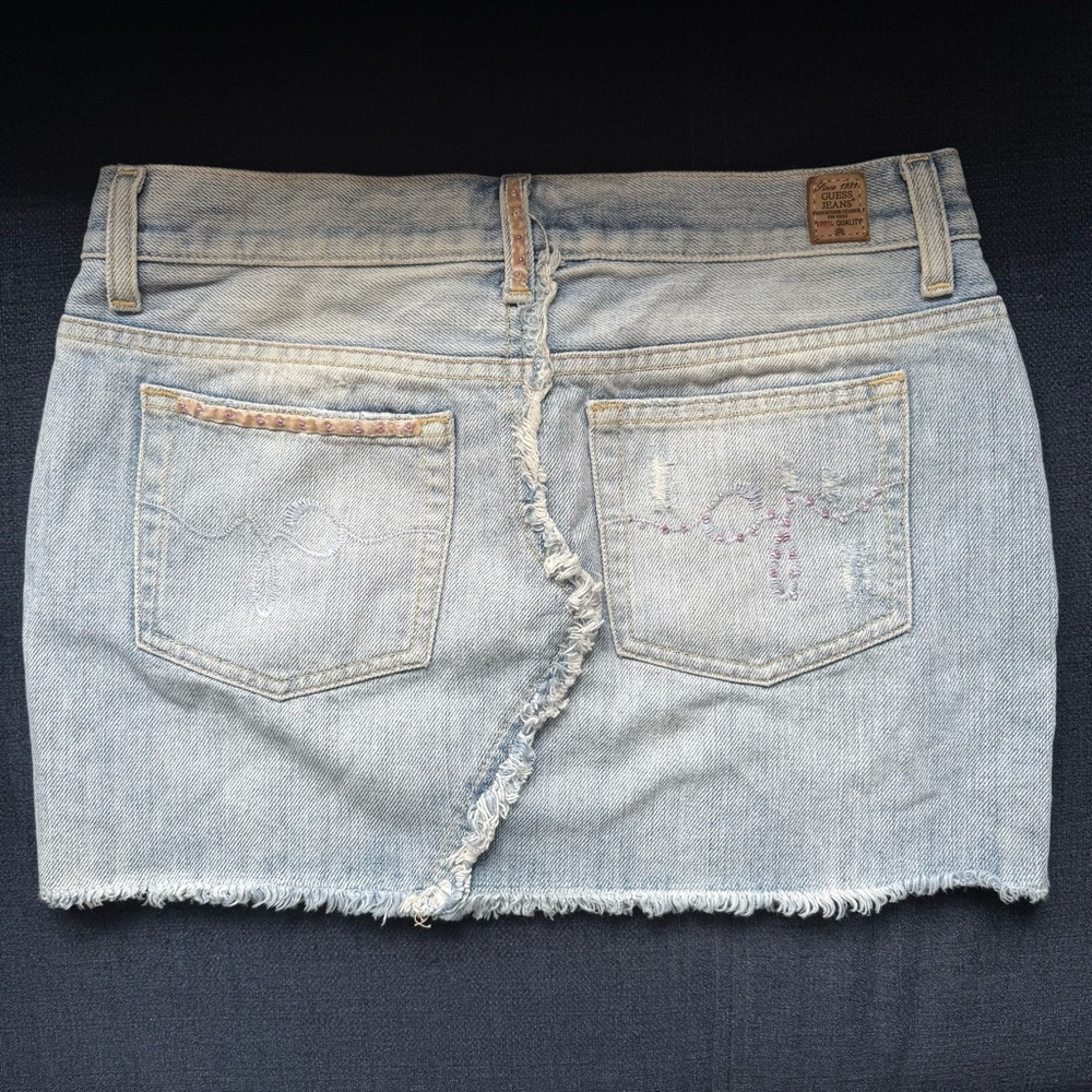 Vintage Y2K Guess Women's light Blue Denim mini Skirt size 24 - Picture 6 of 16